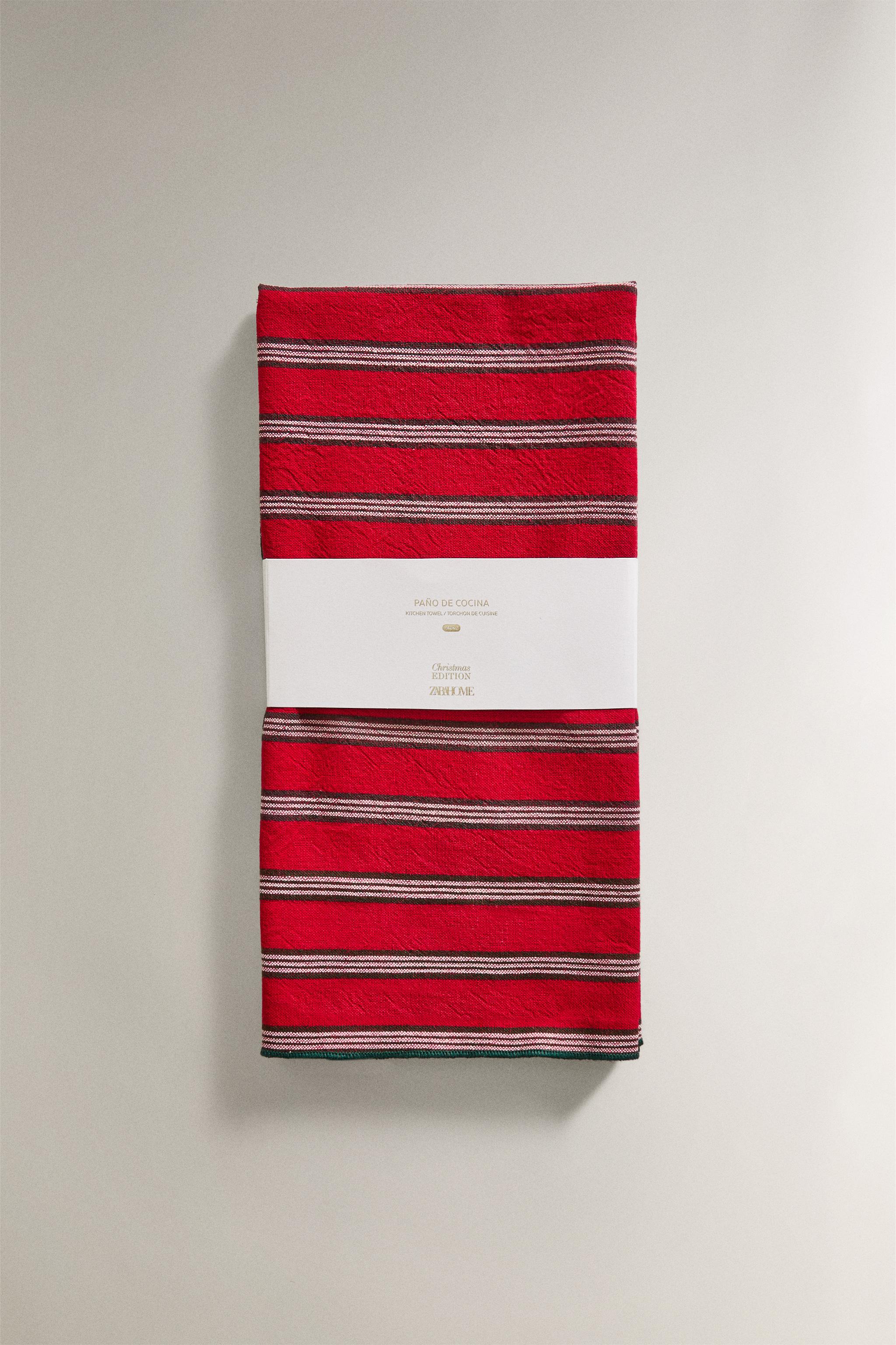 SET OF DYED COTTON CHRISTMAS KITCHEN TOWELS (SET OF 2)